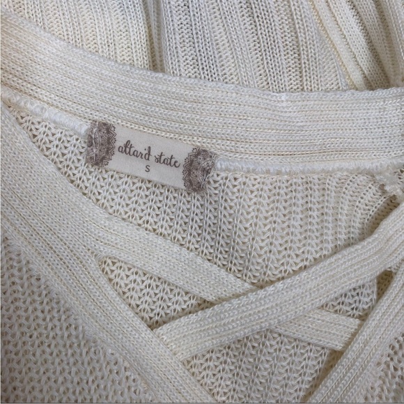 ALTAR'D STATE Cream Crisscross Front Knit Sweater Size Small - Picture 5 of 6
